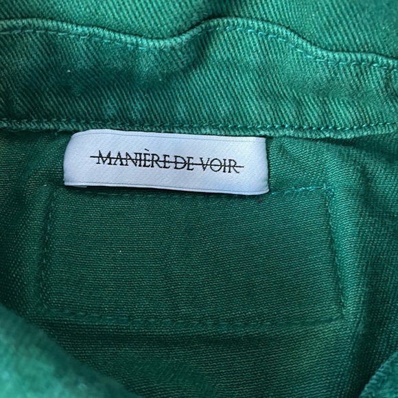 Maniere De Voir Set: Green Cropped Jacket US 6 & Boyfriend Cut Out Jeans US 6 - Picture 14 of 16